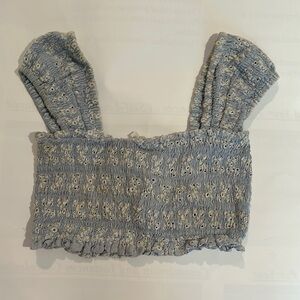 Blue Smocked Women's Top